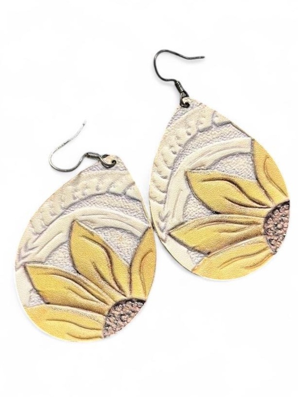 Leather Artisan Sunflower Earrings